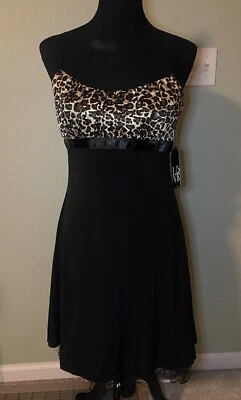 Vestido de Fiesta LOVE Tease Ajustable Correa de Espagueti Negro Con Estampado de Leopardo Talla XL NUEVO CON ETIQUETAS Foto 1 de 4