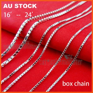 STERLING SILVER SF WOMENS GIRLS KIDS PLAIN BOX LINK CHAIN NECKLACE GIFT 16-24'' - Picture 1 of 5