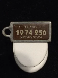 1959 Vintage Illinois Return DAV Keychain License Plate Tags / Tag - Picture 1 of 2