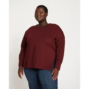 Universal Standard Classic Light Terry Open Side Sweatshirt Black Cherry 18-20 - Picture 1 of 6
