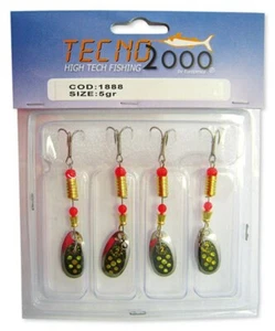 Set Blister 4Pz Cuillère à Café Compact 3Gr Spinning Truite Lac Black Bass A1356 - Photo 1/2
