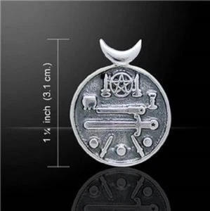 Magickal Witches Cauldron sterling silver pendant by Peter Stone wiccan symbols - Picture 1 of 5