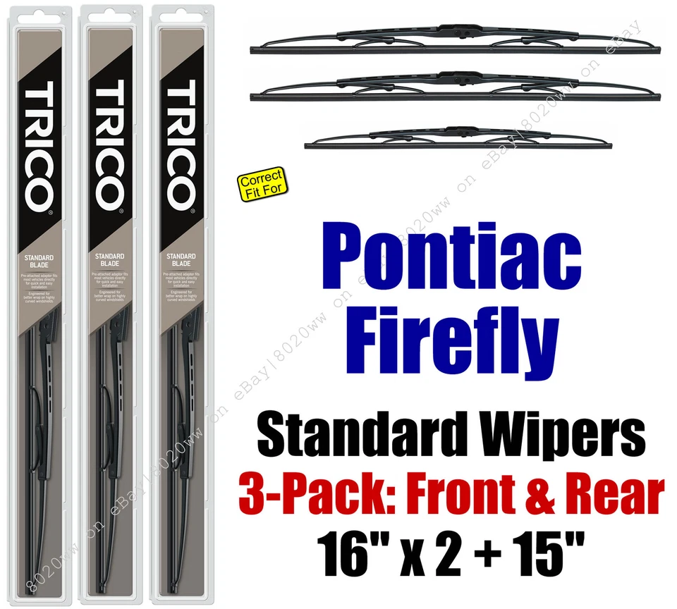 Limpiaparabrisas 3pk delantero trasero ajuste estándar 1985-1988 Pontiac Firefly 30160x2/150 Foto 1 de 1