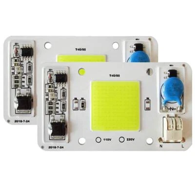 2pcs Led Cob Chip 50w 110v White Light Engine Integrated Smart Ic Driver Free So - Image 1 of 4