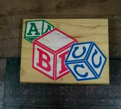 Sello estampida de goma montado en madera con marco de bloque de bebé Z787G BLOQUES ABC Foto 1 de 4