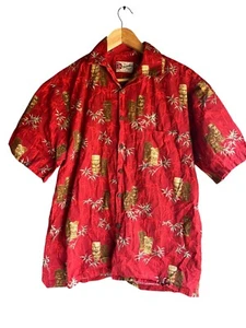 Camisa hawaiana con botones de manga corta roja talla mediana Hilo Hattie Hawaii para hombre - Imagen 1 de 4
