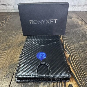 Slim Wallet Money Clip RFID Blocking Minimalist Front Pocket Bifold Men’s Black - Foto 1 di 5