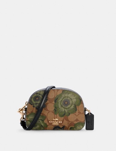 Coach C 4577 Mini Serena tracolla in tela firmata con stampa fassetta caffè