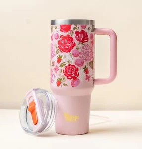 Tumbler with Handle Valentines Rose Garden 40 oz Tumbler Flip Straw Lid Insul... - Picture 1 of 6