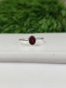 Natural Garnet Oval Ring 925 Silver Gemstone Handmade Gift For Women Size 9.75 - Picture 1 of 8