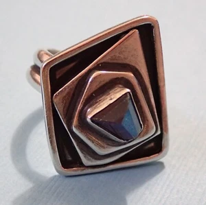 Anillo abstracto geométrico de diseñador talla 8 UR plata de ley 925 17,4 g - Imagen 1 de 10