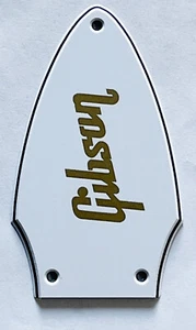 For Gibson Flying V Truss Rod Cover Gold logo Guitar Pickguard,3 Ply White - Picture 1 of 6