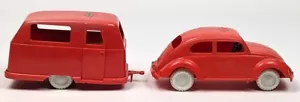 VW Käfer / Beetle mit Wohnwagen, Werbemodell Firma Trumpf Stuttgart 1960er/70er - Bild 1 von 5