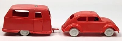 VW Käfer / Beetle mit Wohnwagen, Werbemodell Firma Trumpf Stuttgart 1960er/70er - Bild 1 von 4