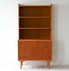 MidCentury Libreria vintage in teak con cassetti, design scandinavo vintage, 50s - Imagen 1 de 8