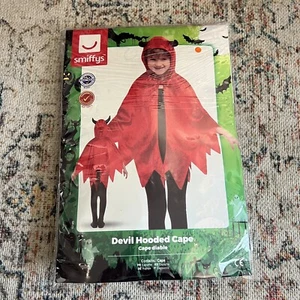 Halloween Hooded Devil Fancy Dress Cape Kids One Size Cloak Red - Picture 1 of 5