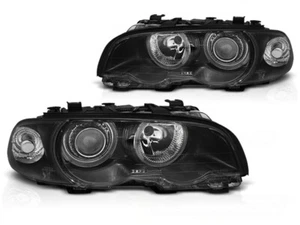 LED Angel Eyes Scheinwerfer für BMW 3er E46 Coupe / Cabrio 99-01 schwarz Set - Bild 1 von 2