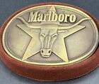 Vintage NOS Solidny mosiądz Marlboro Longhorn Klamra paska w opakowaniu Nigdy nie używana Cool