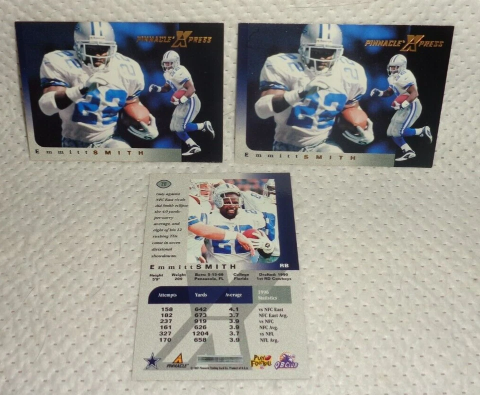 EMMITT SMITH--3 CARDS--PINNACLE XPRESS #20--L@@K - Image 1 of 1
