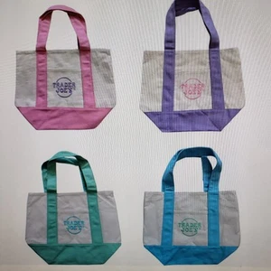 Trader Joe's Pastel Mini Canvas Tote Bags 2025 Limited Edition NWT Lot Of 4 - Picture 1 of 13