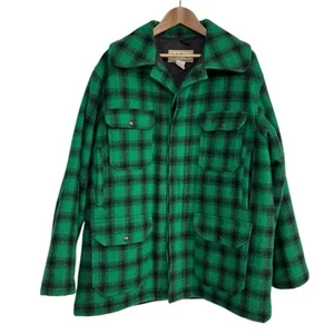 Vintage L.L. Bean Green Plaid Wool Chore Coat Jacket Size 48 XL Made in USA - Picture 1 of 12
