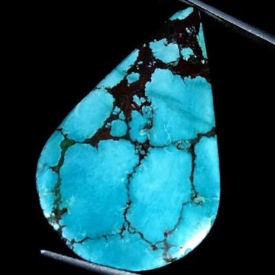 68.40Cts Lab-Created Turquoise Pear Cabochon Gemstone 27X42X9MM - Image 1 of 4