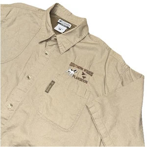 Camicia Columbia kaki con bottoni manica corta uomo L Southern Woods Plantation - Foto 1 di 8