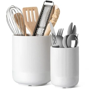 Utensil Holder, 7.3"+5.4" Ceramic Kitchen Utensil Holder for Countertop, Larg... - Foto 1 di 7