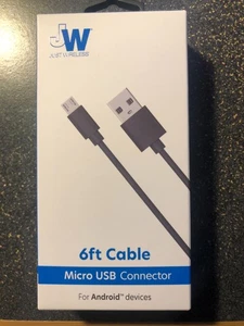 Just Wireless 6ft Micro USB to USB-A Cable - Black - New - Picture 1 of 2