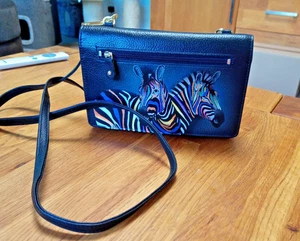 ANUSCHKA Organizertasche echt Leder Kartenfächer handbemalt - Bild 1 von 4