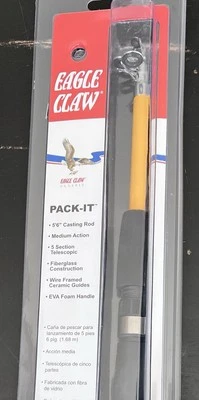 Caña de pescar giratoria telescópica Eagle Claw Pack-It 5'6" - Nueva en caja Foto 1 de 4