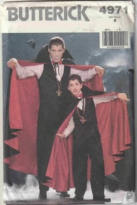 Butterick 4971 Boys Dracula Halloween Costume Cape Sewing Pattern Sz 7 - 14 - Picture 1 of 2