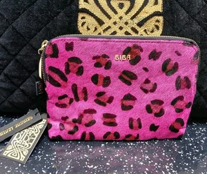 Biba Hot Pink Animal Leopard Print Clutch Mini Travel Pouch Make Up NEW - Picture 1 of 9