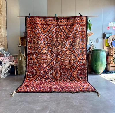 Modern Moroccan Berber Wool Rug Color Multicolor Design Handmade Carpet Rug - Image 1 of 4