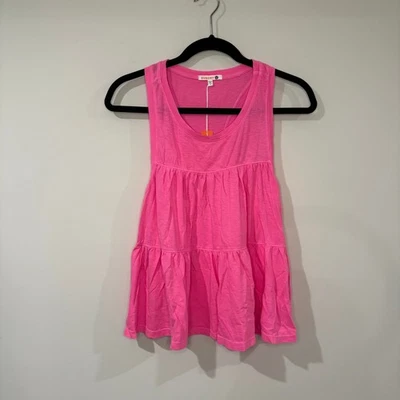 NEW SUNDRY Women's Pink Tiered Tank Top Sleeveless Casual Cute - Image 1 of 4
