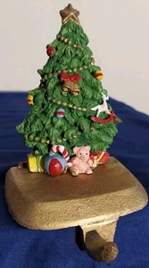 Christmas Stocking Holder Cast Iron Base Resin Figure - Santa Tree Snowman - Picture 1 of 3