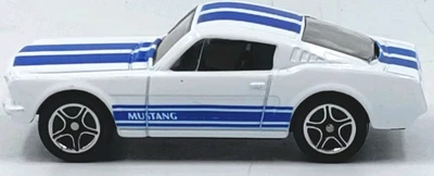 1998 MATCHBOX 1965 Ford Mustang GT Fastback #72 White Blue Stripes 1:66 Diecast - Image 1 of 4