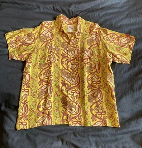 Camisa Aloha Original Vintage Años 50 DUKE KAHANAMOKU Etiqueta Cuadrada Rayón Rara - Imagen 1 de 7
