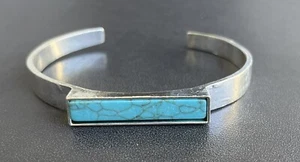 Türkis Stab Silber offen Armreif Manschette Armband Western inspiriert Tribal Bohemian - Bild 1 von 5