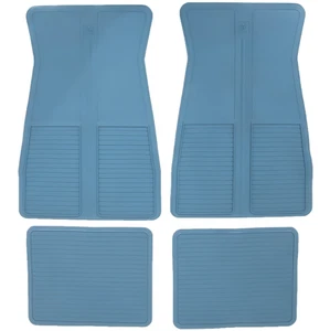 1968-77 GM LT BLUE RUBBER FLOOR MATS SET CAMARO CHEVELLE NOVA IMPALA EL CAMINO - Picture 1 of 6