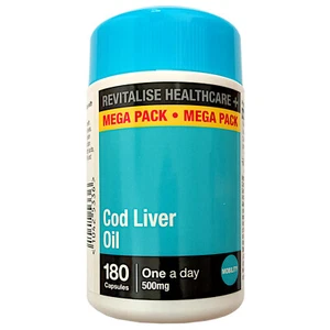 Cod Liver Oil 500mg 180 Capsules Bottle with Vitamin A & D3 for Mobility Health - Picture 1 of 6