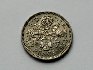 UK (Great Britain) 1953 6 PENCE British Coin with Queen Elizabeth II - Bild 1 von 2
