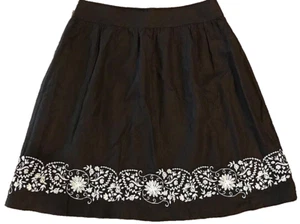 STYLE & Co. Mujer Talla 16 Falda de Lino Negra Bordada Detalle Forrada Boho NUEVA - Imagen 1 de 5