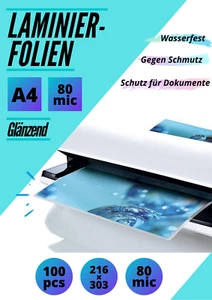 100-2000 Laminierfolien A5/A4/A3 glänzend in 80/125 mic | Laminiertaschen A4/A3 - Bild 1 von 5