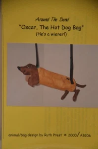 Oscar, the hot dog (Doxie) bag 16" long minipurse/ treats sewing pattern, uncut - Picture 1 of 1