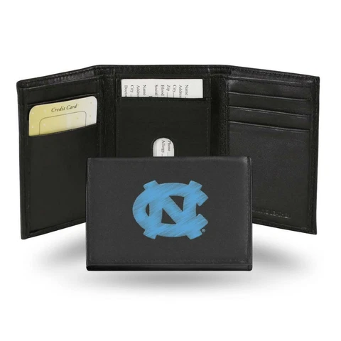 North Carolina Tar Heels Embroidered Leather Tri-Fold Wallet [NEW] Billfold Card Cover
