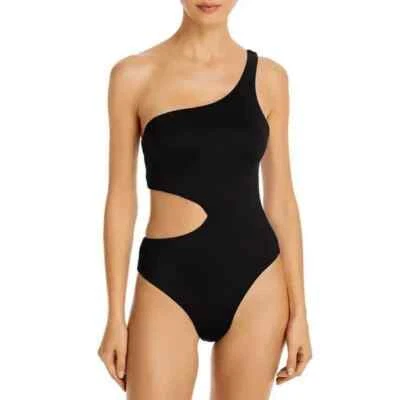 NUEVO CON ETIQUETAS AQUA Negro Natación Un Hombro Una Pieza Traje de Baño Mediano yjl1523 Foto 1 de 2