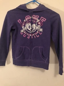 Justice Hoodie Purple ‘Love Justice’ Size 7 - Picture 1 of 3