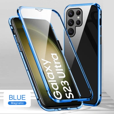 For Samsung S25 S24 Ultra FE S23 A16 360° Magnetic Double Sides Glass Cover Case - Image 1 of 4