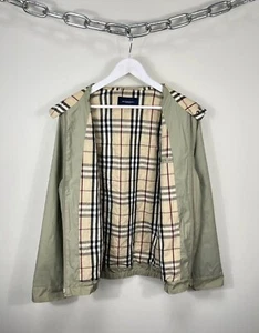 Chaqueta Harrington vintage de nailon caqui oliva a cuadros Burberry Nova para hombre M - Imagen 1 de 14